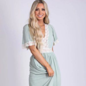 Light Green Lace Boho Dress